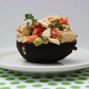 Insalata piccante di polpa di granchio e avocado 2 Insalata di Granchio e Avocado, primo piano