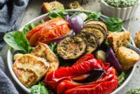 Golden Halloumi Roasted Vegetable Salad