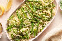 Spring Lemon Garlic Pasta with Peas and Asparagus