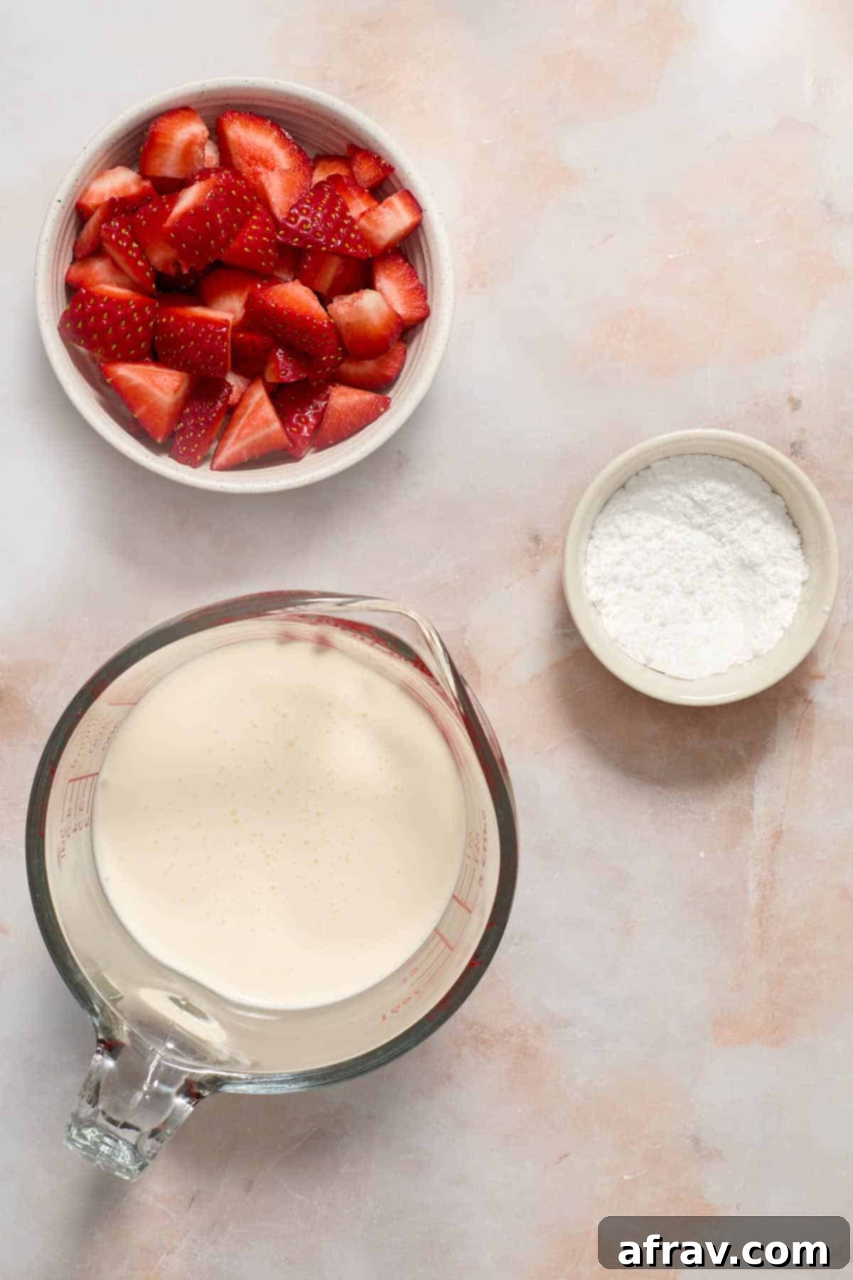 Ingredients for the topping arranged individually.