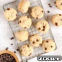 Gluten-Free Dairy-Free Mini Chocolate Chip Muffins 8 Mini chocolate chip muffins spread out on a wire cooling rack.