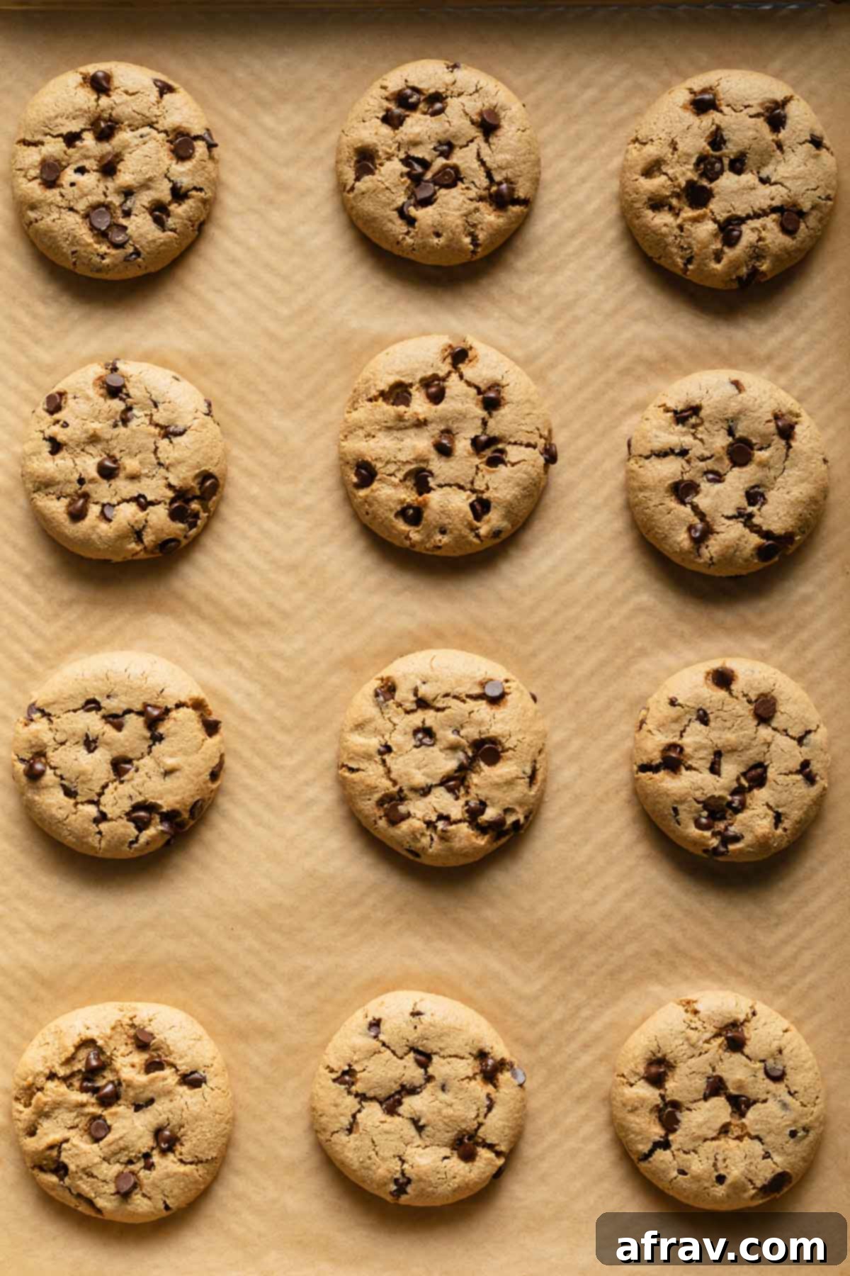 Baked cookies on a sheet pan.