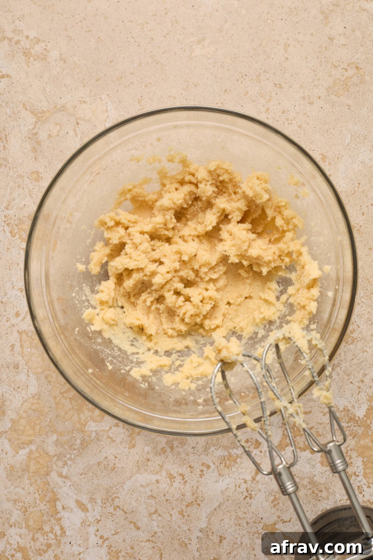 Butter and sugars creamed together until light and fluffy.