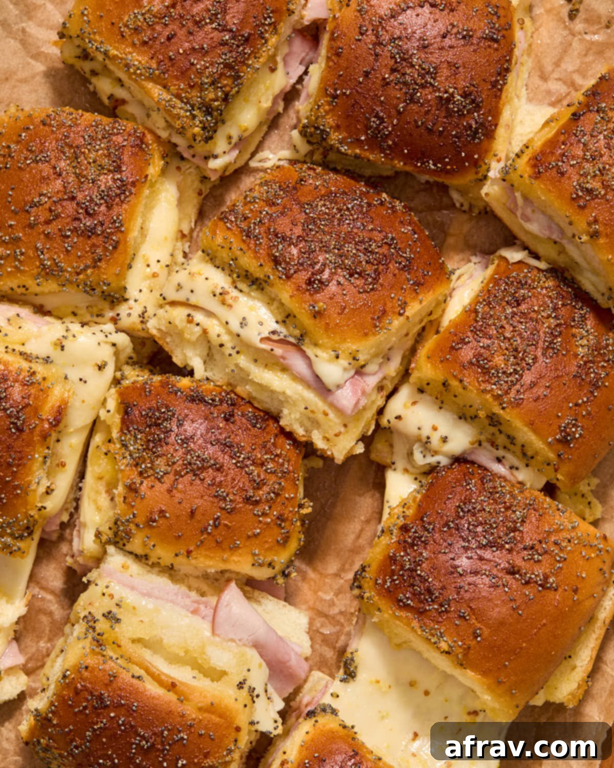 Sliders arranged on brown parchment paper.