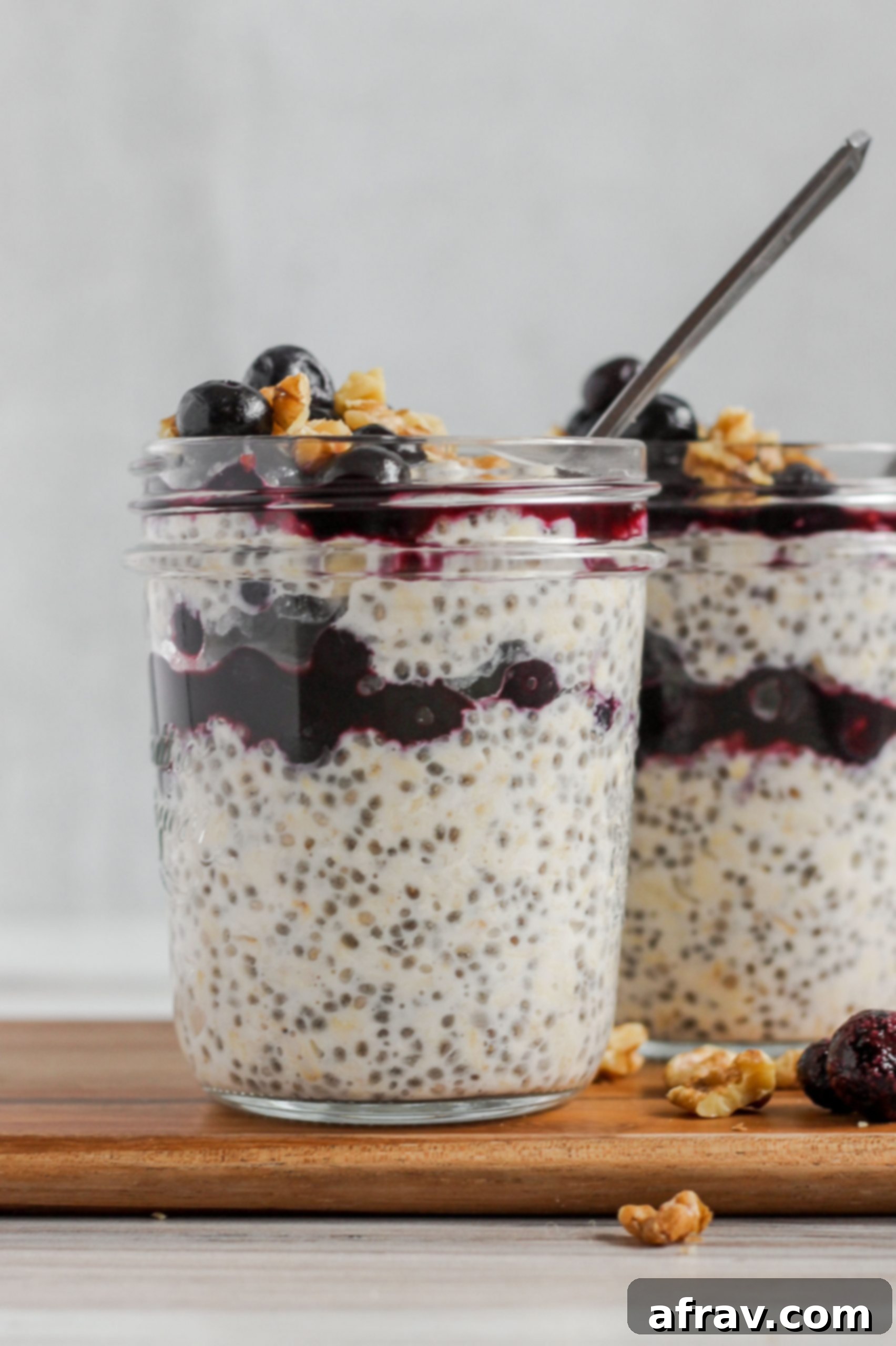 Overnight Blueberry Chia Oats 2 blueberry chia overnight oats in mason jar