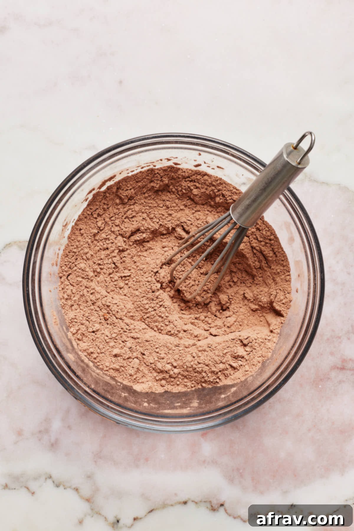 Minty Mocha Magic Brownies 4 Dry ingredients whisked together in a bowl.