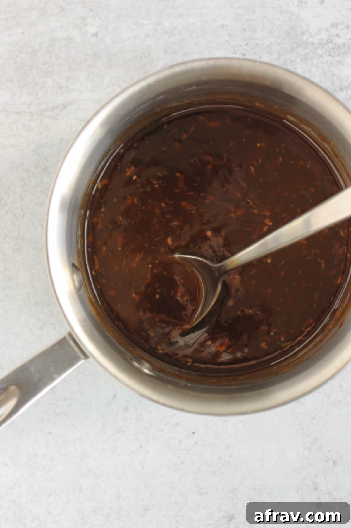 Teriyaki sauce in a small saucepan.