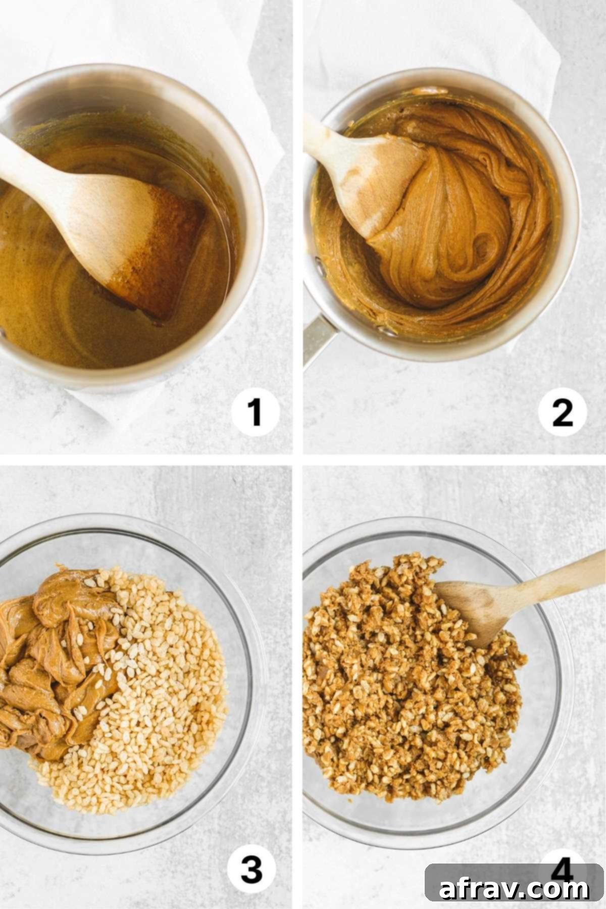 Process shots for making scotcheroo bars.
