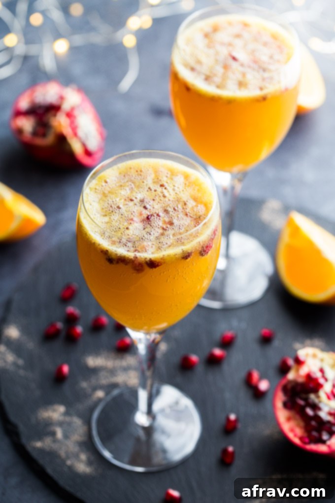 Festive Ginger Beer Mimosas for a holiday brunch.
