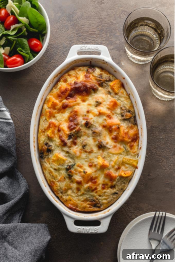 Hearty Sweet Potato Breakfast Casserole with Ground Turkey and Eggs.