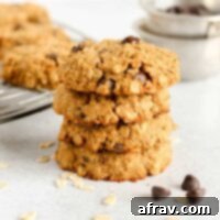 Effortless Coconut Flour Oatmeal Delights 10 Stacked oatmeal cookies.