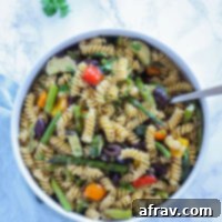 overhead view of serving bowl with grilled vegetable salad