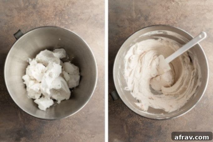Collage of 2 images showing how the coconut whipped cream is made.