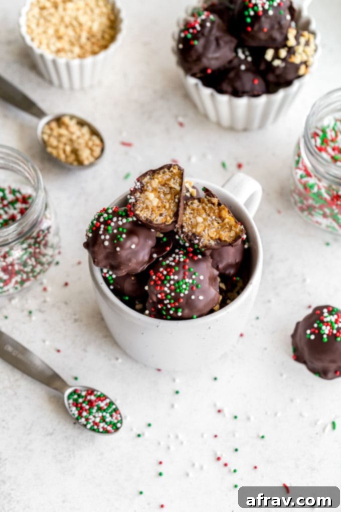 Crispy Peanut Butter Balls, vegan and gluten-free, a healthy small batch no-bake option.